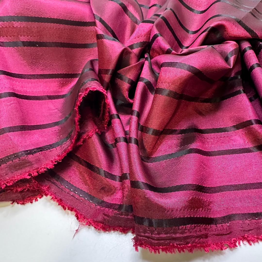 New Love - Polyester Blend Woven - Burgundy/Black Stripes - 3.15M Bundle