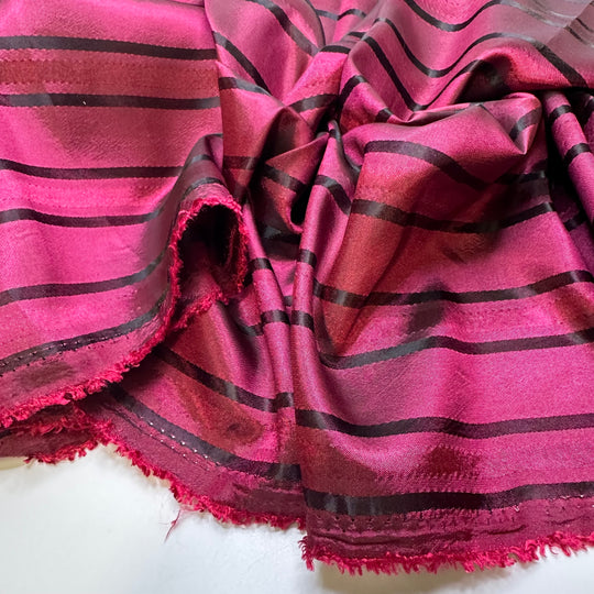New Love - Polyester Blend Woven - Burgundy/Black Stripes - 3.15M Bundle