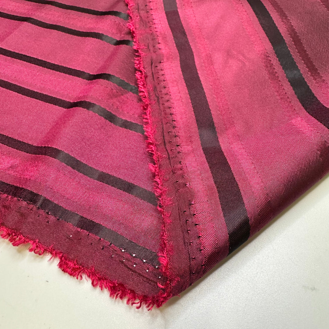 New Love - Polyester Blend Woven - Burgundy/Black Stripes - 3.15M Bundle