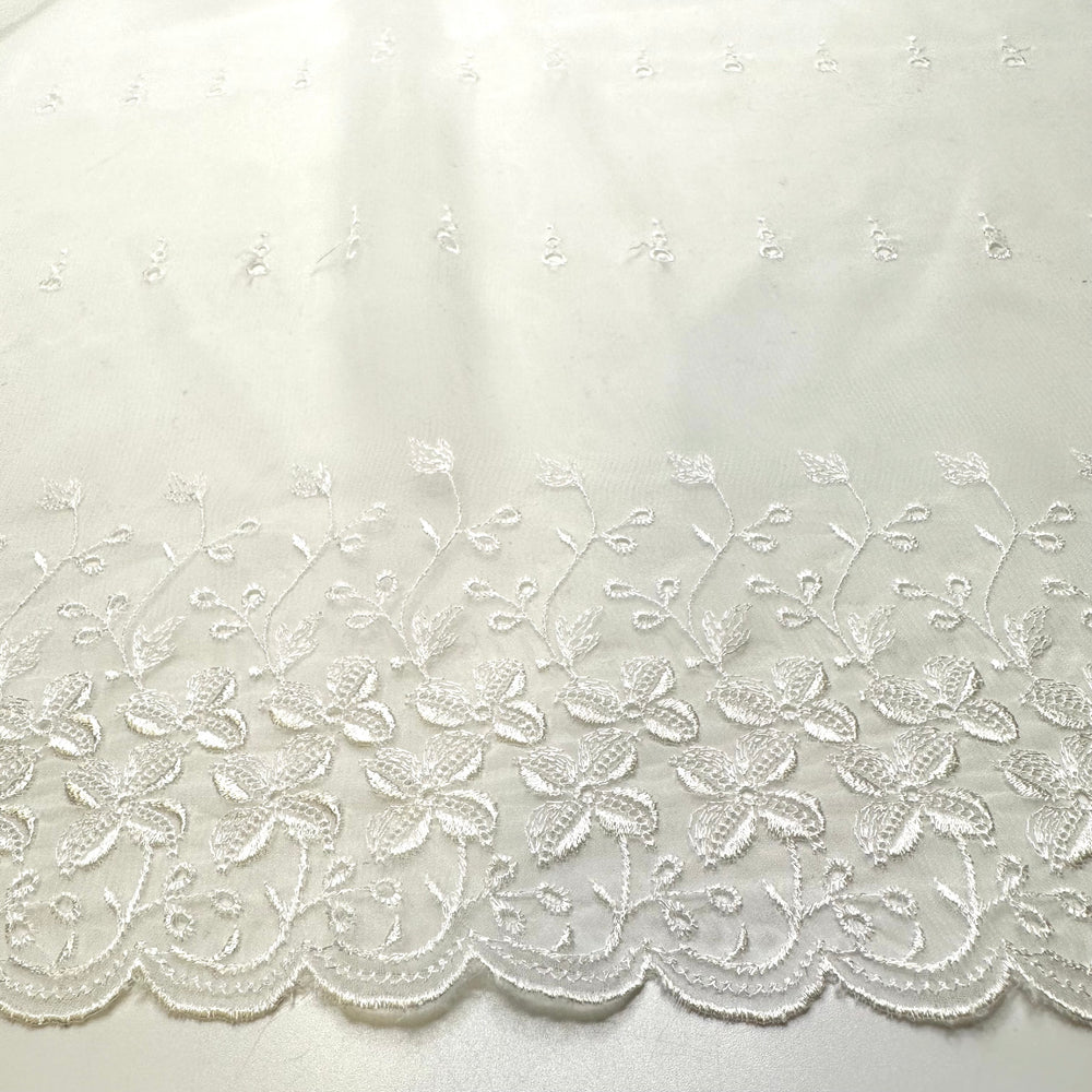 Starting A New Day - Embroidered Poly Woven - White Floral - 5.1M Bundle