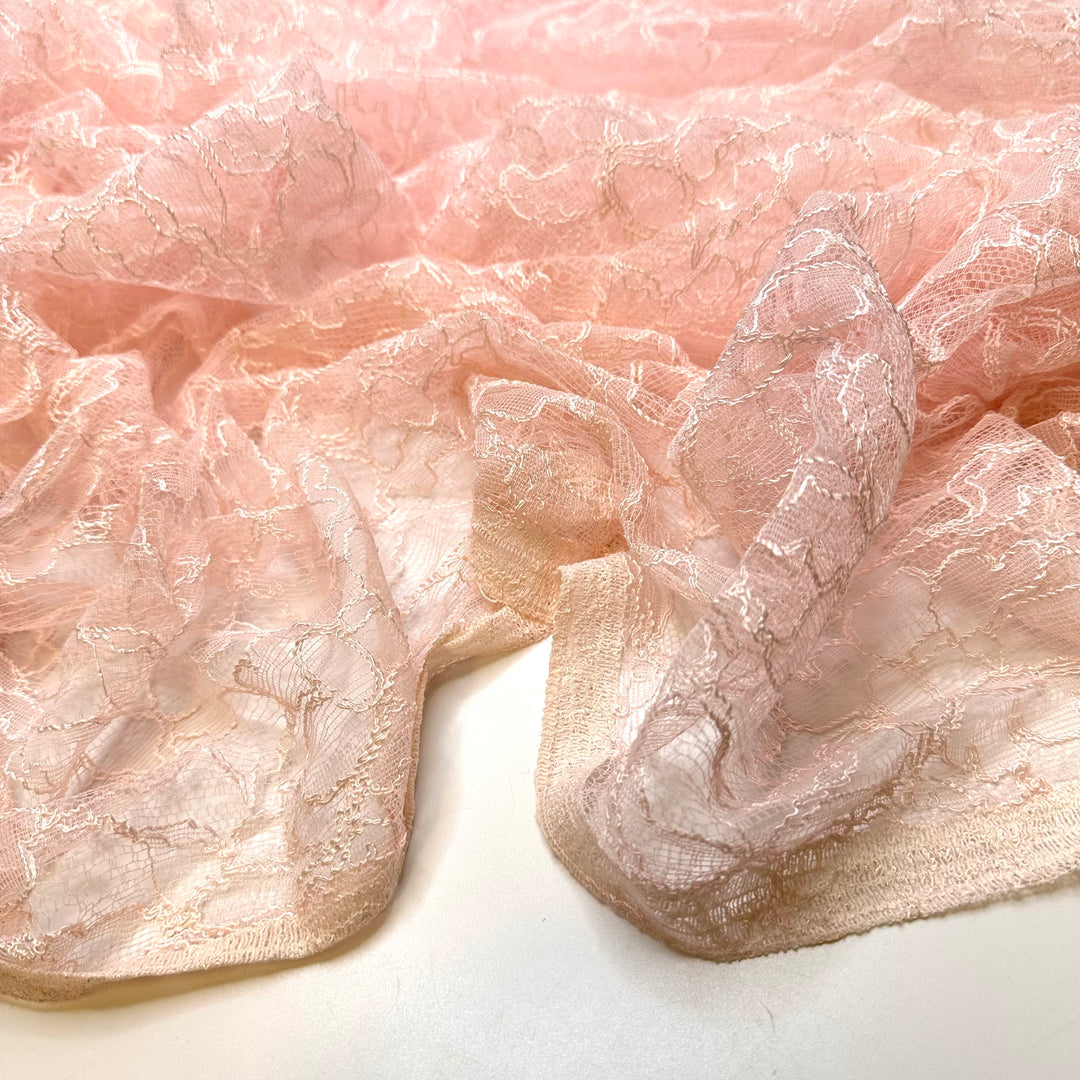 Eating New Foods - Lace Cotton/Poly Knit - Light Pink Floral - 1.1M Bundle