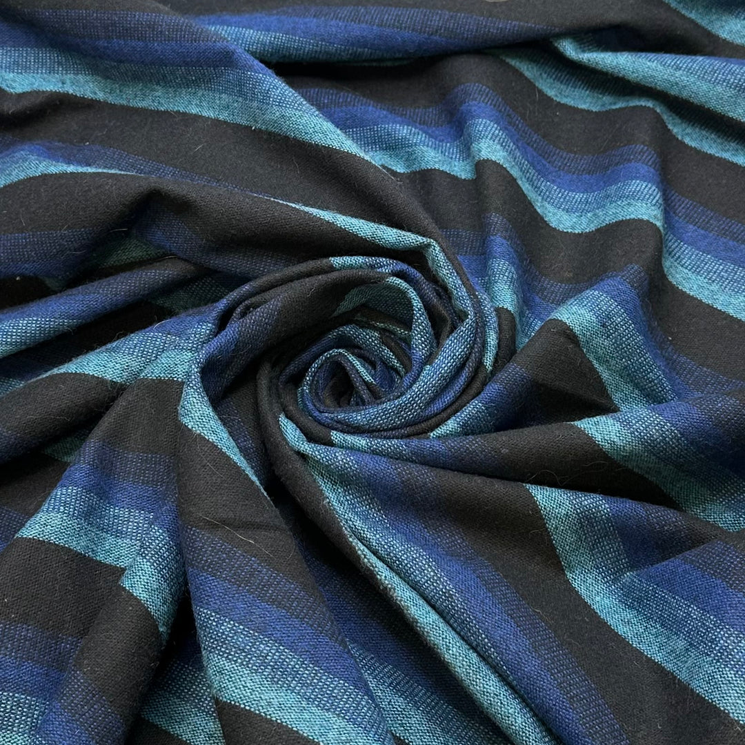 New Year - Polyester Blend Woven - Blue/Black Stripes - 2.9M Bundle