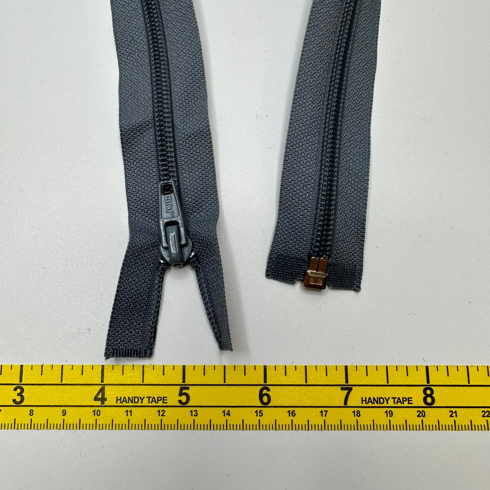 22" YKK Coil Zipper - Separating - Grey - 2 Pack - True Deadstock supplies Fabric by private - Sustainable Textile | FABCYCLE