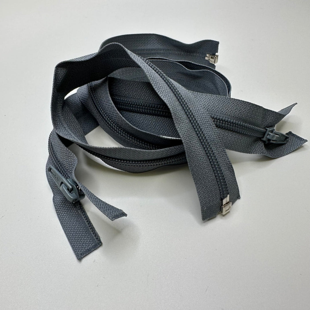 22" YKK Coil Zipper - Separating - Grey - 2 Pack - True Deadstock supplies Fabric by private - Sustainable Textile | FABCYCLE