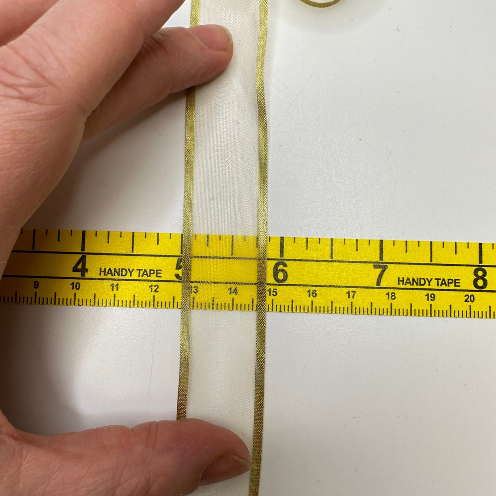 ⅞" (22mm) Ribbon Trim - White/Gold - 1M Bundle - True Deadstock supplies Fabric by private - Sustainable Textile | FABCYCLE