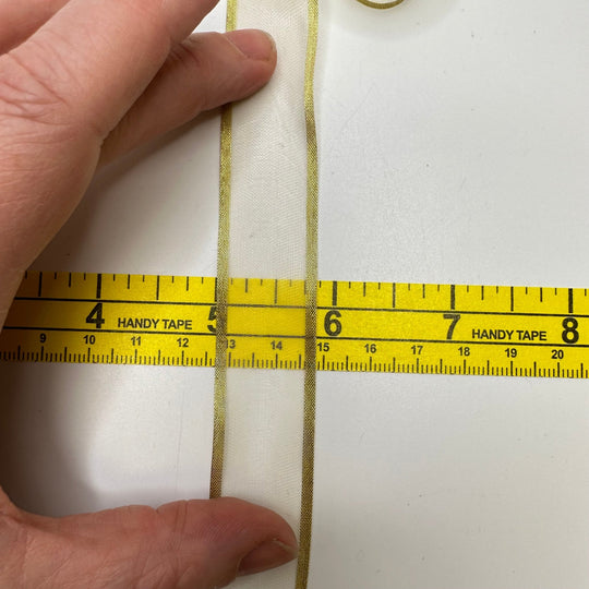 ⅞" (22mm) Ribbon Trim - White/Gold - 1M Bundle - True Deadstock supplies Fabric by private - Sustainable Textile | FABCYCLE