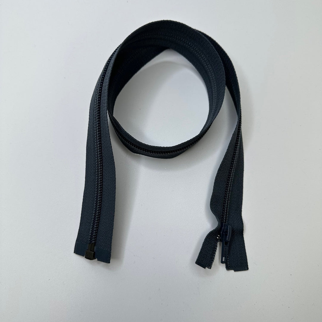 26" Coil Zipper - Separating - Dark Grey/Dark Turquoise - True Deadstock supplies Fabric by private - Sustainable Textile | FABCYCLE