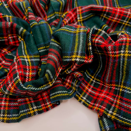 Getting My Fall Wardrobe Ready - Twill Weave Polyester Blend Woven - Dark Green/Red Plaid - 0.7M Bundle