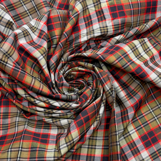 Summer Lives On In Our Hearts - Cotton Woven - Dark Green/Red Plaid - 1.75M Bundle