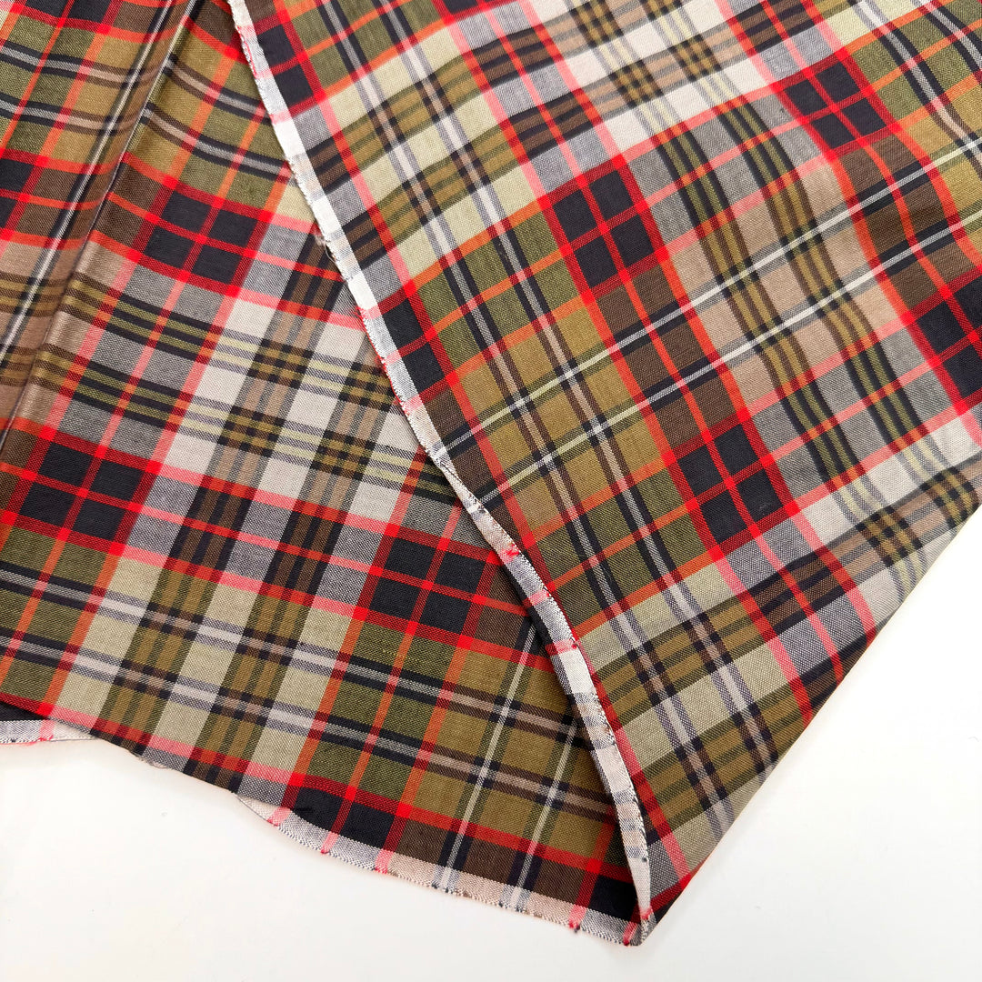 Summer Lives On In Our Hearts - Cotton Woven - Dark Green/Red Plaid - 1.75M Bundle