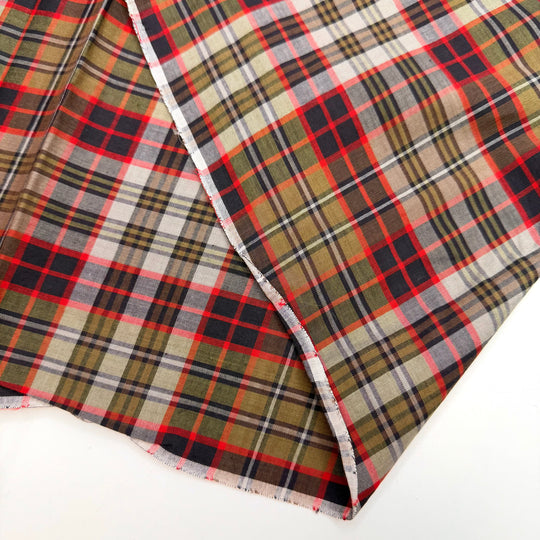 Summer Lives On In Our Hearts - Cotton Woven - Dark Green/Red Plaid - 1.75M Bundle