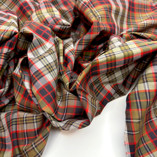 Summer Lives On In Our Hearts - Cotton Woven - Dark Green/Red Plaid - 1.75M Bundle