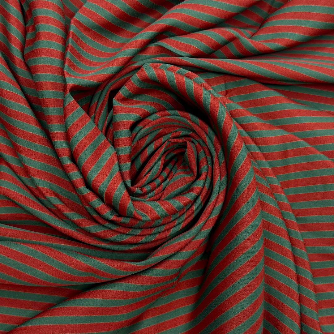 One Last Camping Trip - Polyester Blend Woven - Dark Red/Green Stripes - 2.9M Bundle