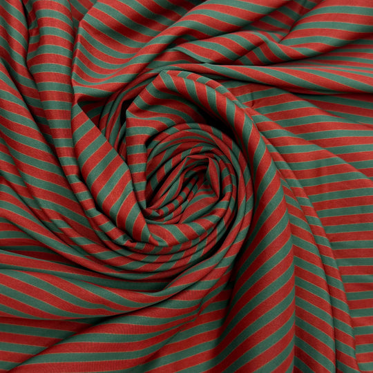One Last Camping Trip - Polyester Blend Woven - Dark Red/Green Stripes - 2.9M Bundle