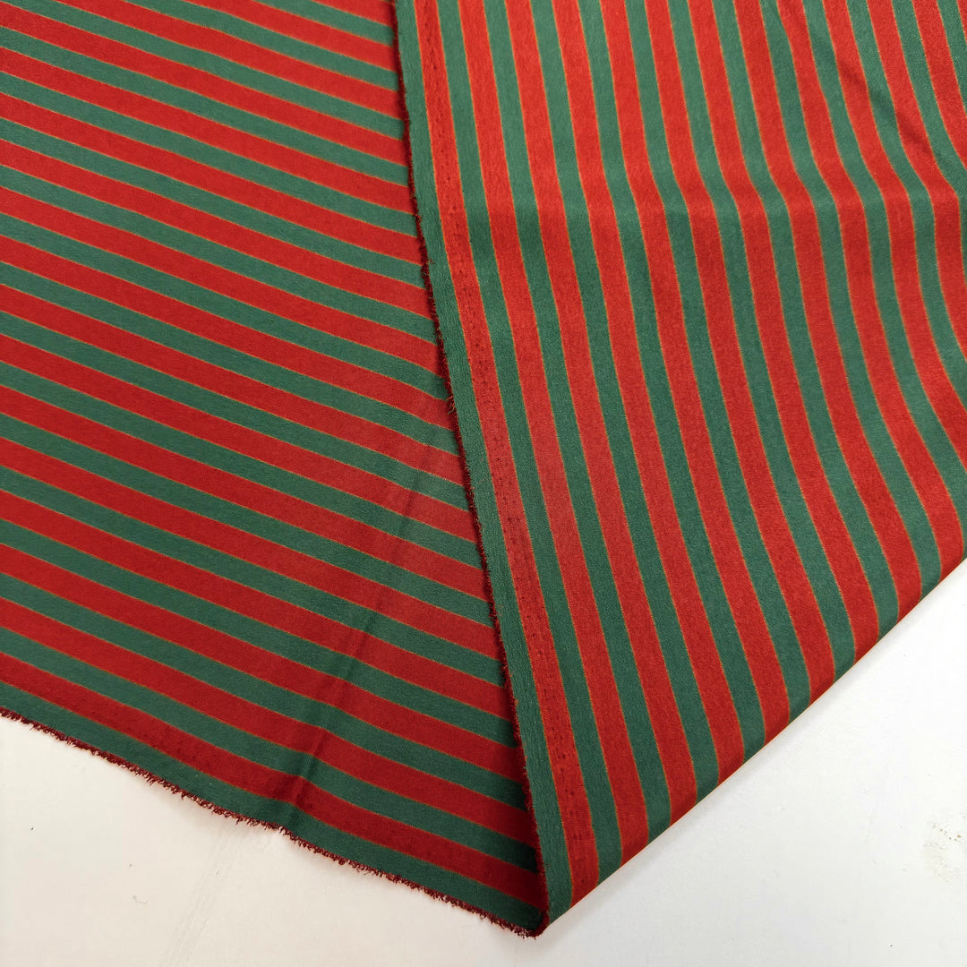 One Last Camping Trip - Polyester Blend Woven - Dark Red/Green Stripes - 2.9M Bundle