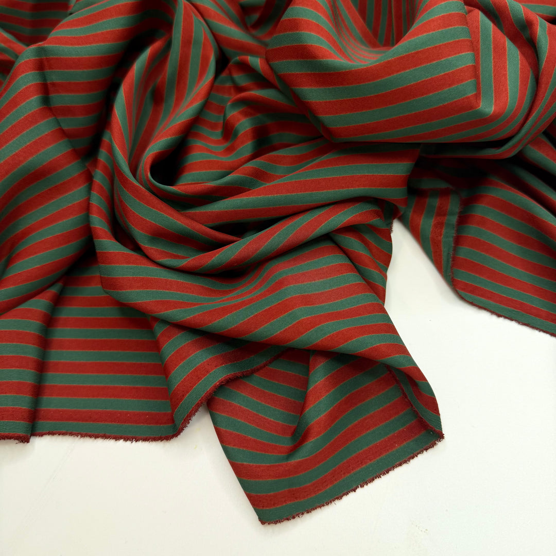 One Last Camping Trip - Polyester Blend Woven - Dark Red/Green Stripes - 2.9M Bundle