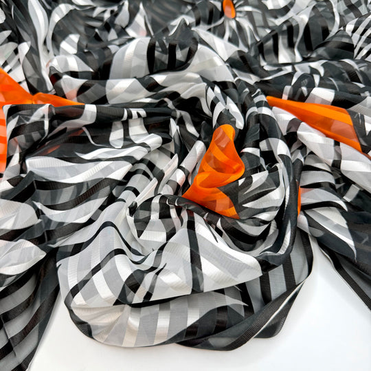 Planting Seeds For Fall - Chiffon Polyester Blend Woven - Black/White Floral - 1.75M Bundle