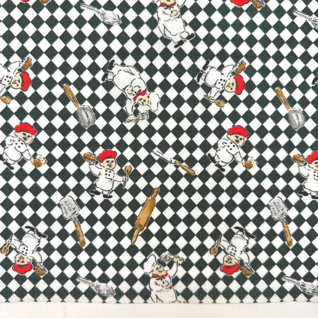 End Of Summer Potluck - Poly Woven - Green/White Chefs And Checker - 1M Bundle