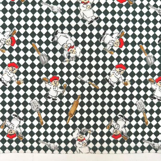 End Of Summer Potluck - Poly Woven - Green/White Chefs And Checker - 1M Bundle