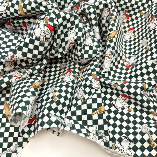End Of Summer Potluck - Poly Woven - Green/White Chefs And Checker - 1M Bundle
