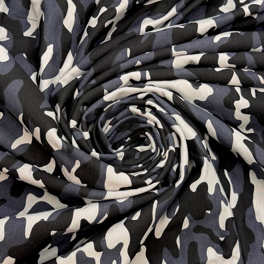 Hiding From My Responsibilities - French Terry Bamboo Blend Knit - Grey/Black Camouflage - 2.8M Bundle