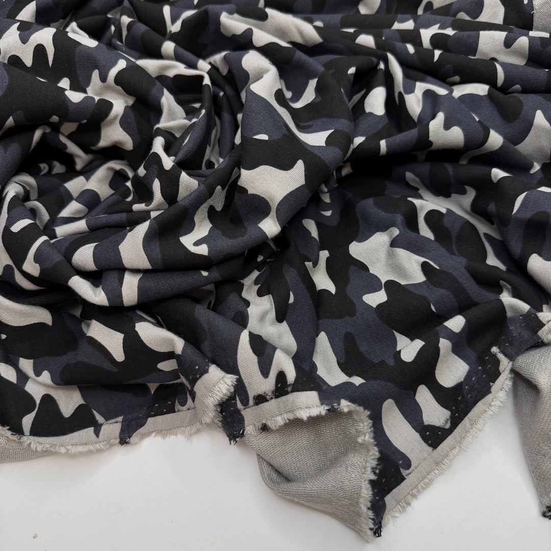 Hiding From My Responsibilities - French Terry Bamboo Blend Knit - Grey/Black Camouflage - 2.8M Bundle
