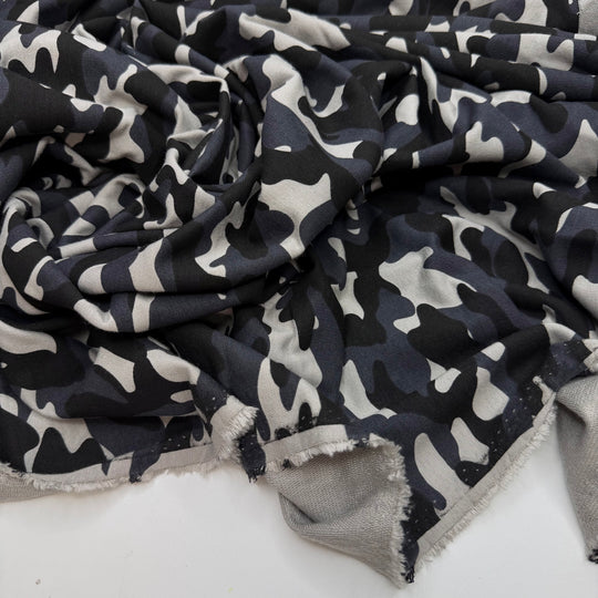 Hiding From My Responsibilities - French Terry Bamboo Blend Knit - Grey/Black Camouflage - 2.8M Bundle