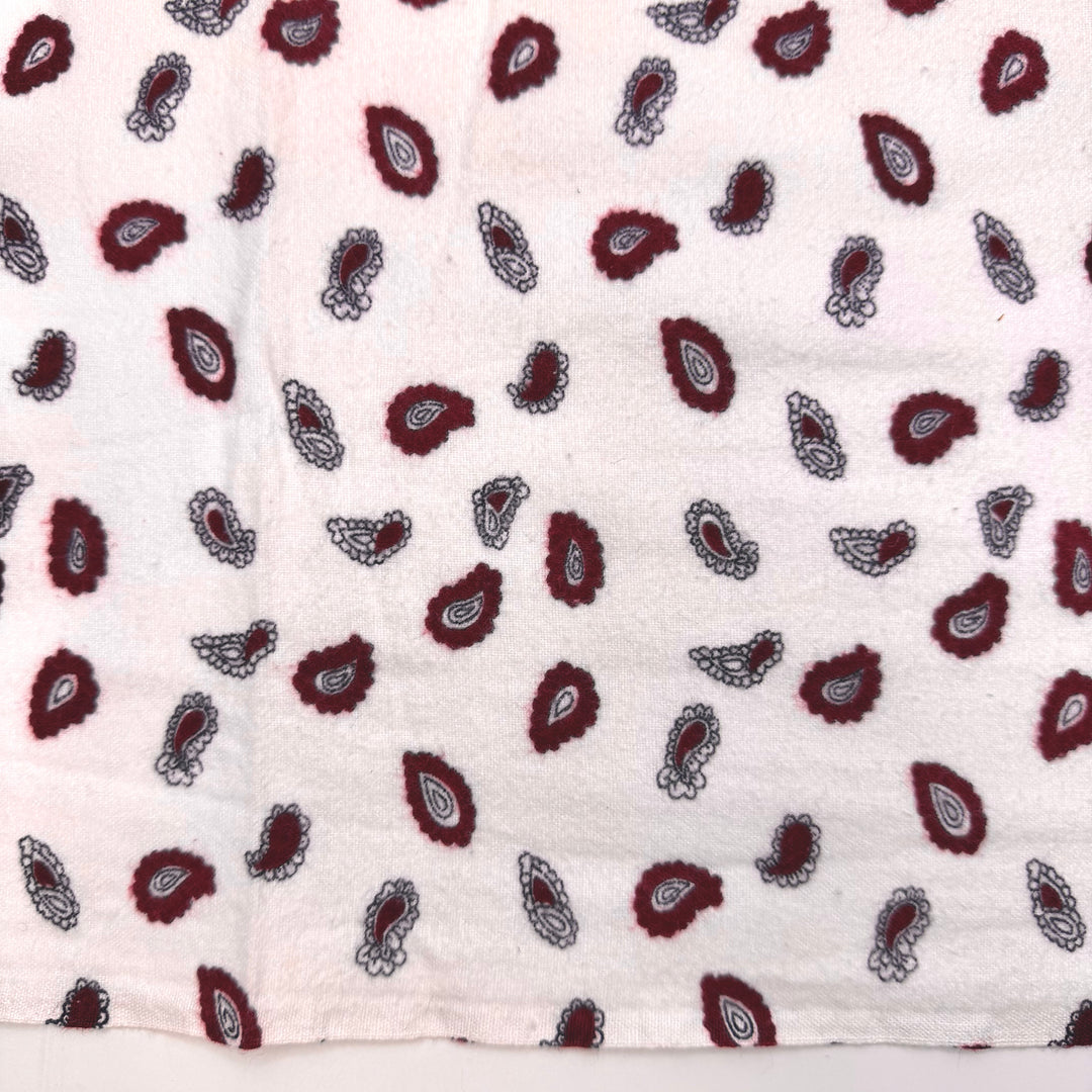 Watching The Leaves Start To Fall - Brushed Flanelette Cotton Woven - White/Burgundy Paisley - 3.5M Bundle