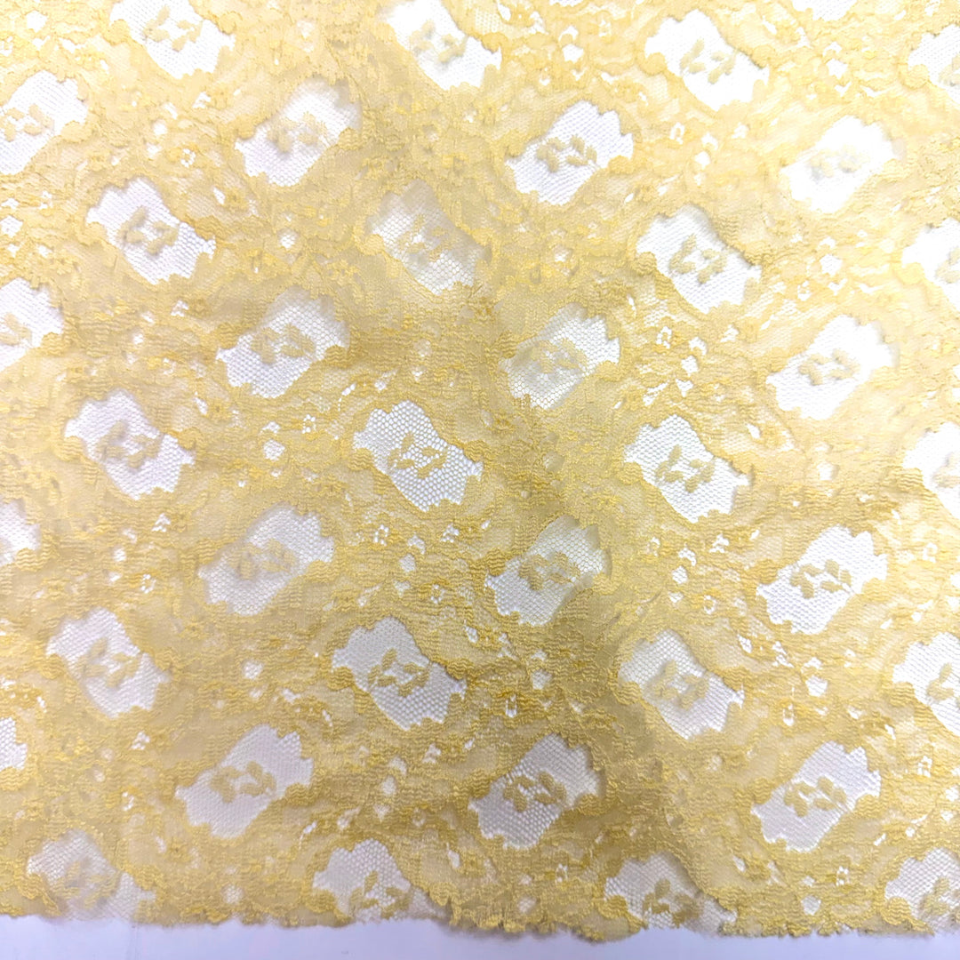 Watching The Sun Rise And Set - Lace Poly/Nylon Knit - Light Yellow Floral - 1.8M Bundle