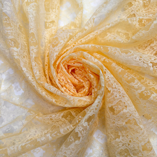 Watching The Sun Rise And Set - Lace Poly/Nylon Knit - Light Yellow Floral - 1.8M Bundle