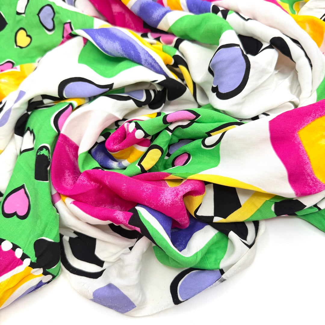 I Heart School - Cotton/Rayon Woven - White Multi Hearts - 2.4M Bundle