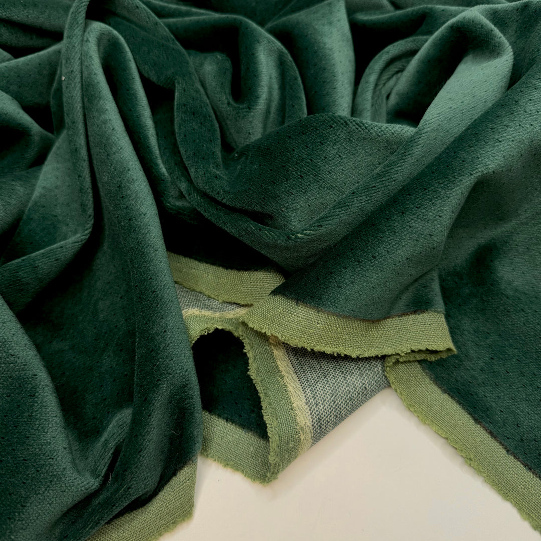My Brain Is On Recess - Velvet Poly/Cotton Woven - Dark Green Tiny Dots - 1.2M Bundle