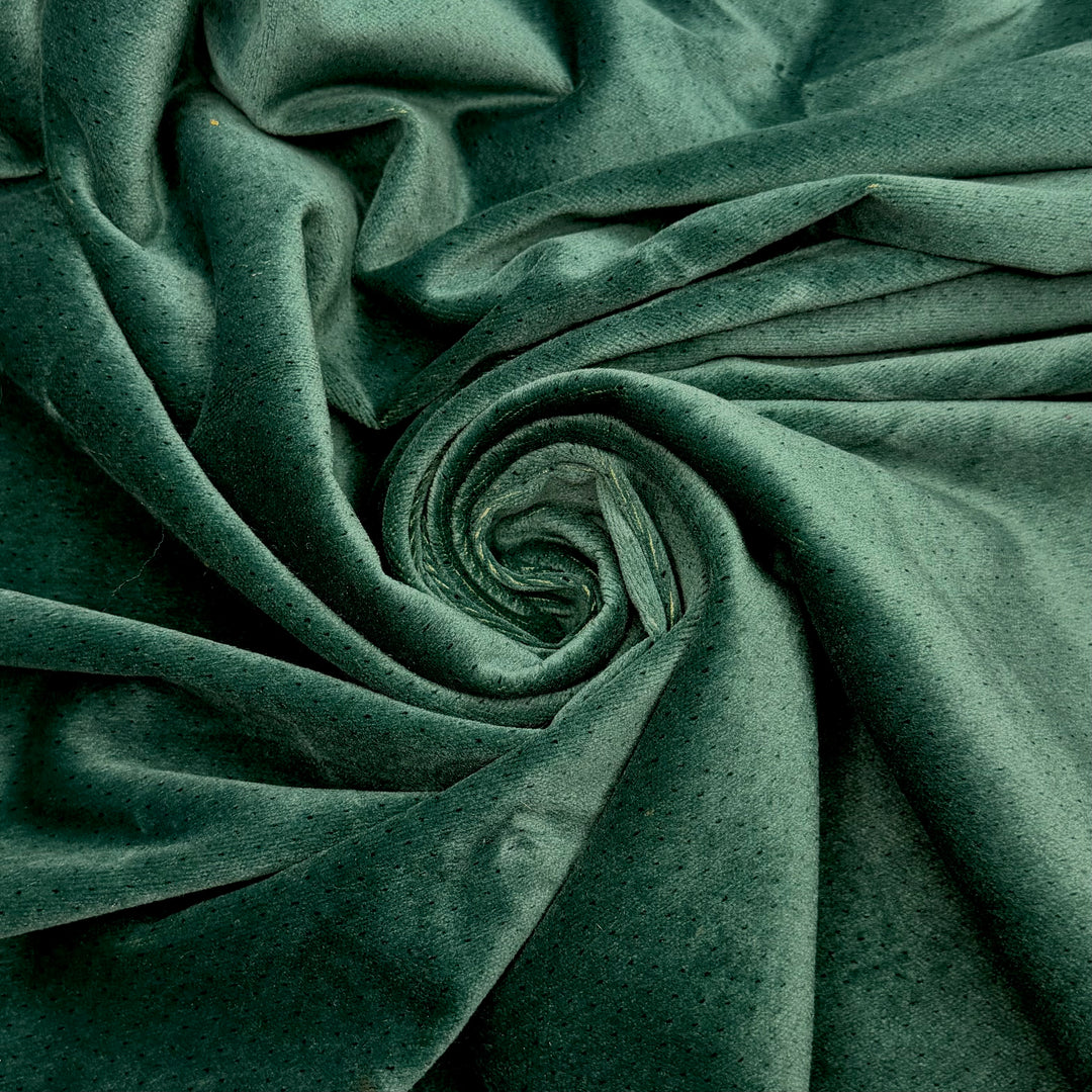My Brain Is On Recess - Velvet Poly/Cotton Woven - Dark Green Tiny Dots - 1.2M Bundle
