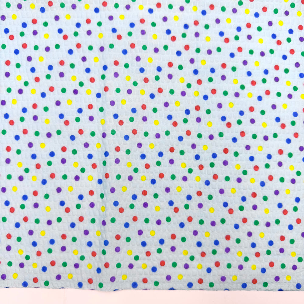 Summer Valedictorian - Embossed Polyester Blend Woven - Light Blue Multi Polka Dots - 1.4M Bundle