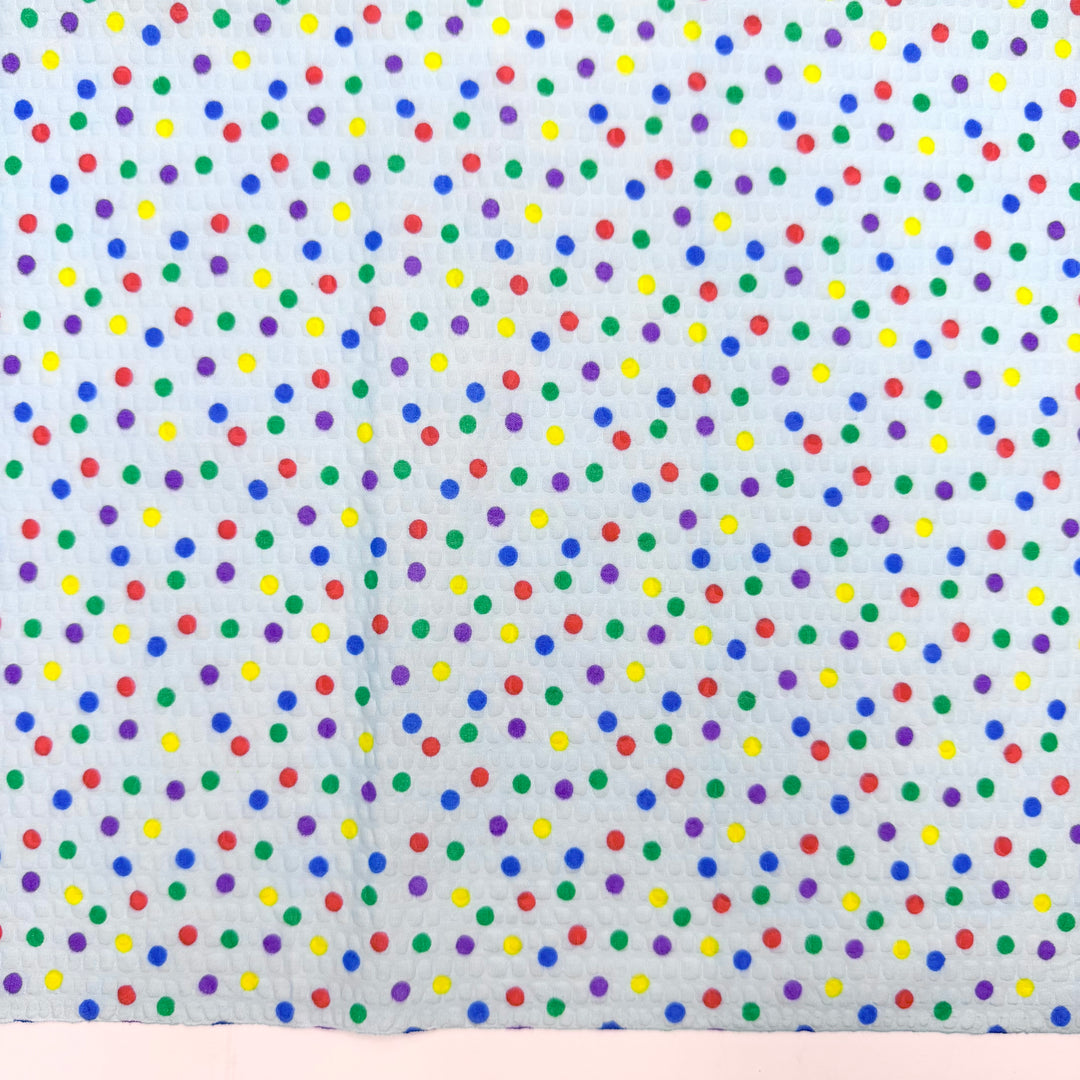 Summer Valedictorian - Embossed Polyester Blend Woven - Light Blue Multi Polka Dots - 1.4M Bundle