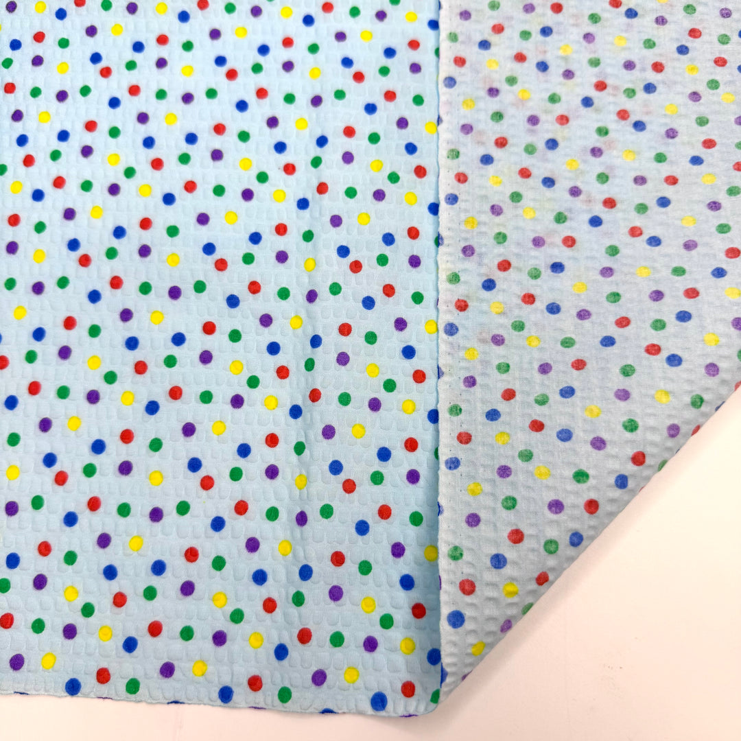 Summer Valedictorian - Embossed Polyester Blend Woven - Light Blue Multi Polka Dots - 1.4M Bundle