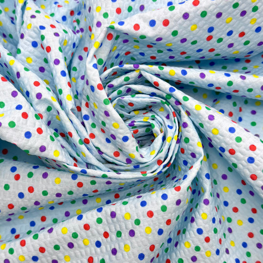 Summer Valedictorian - Embossed Polyester Blend Woven - Light Blue Multi Polka Dots - 1.4M Bundle