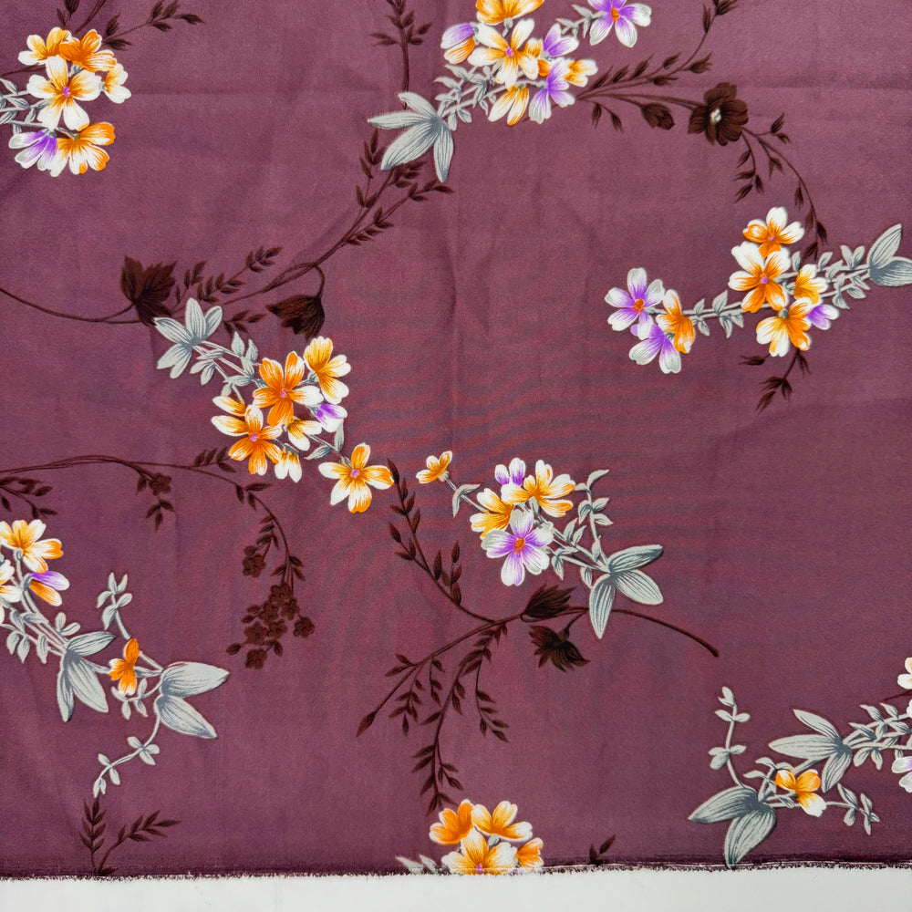 Picking The Perfect Pencil - Satin Polyester Blend Woven - Dark Pink Multi Floral - 2.7M Bundle
