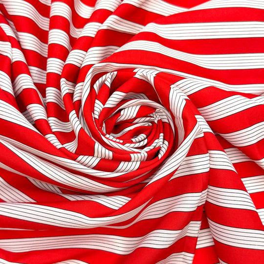 The Sun Has A Million Degrees - Polyester Blend Woven - White/Red Stripes - 1.4M Bundle