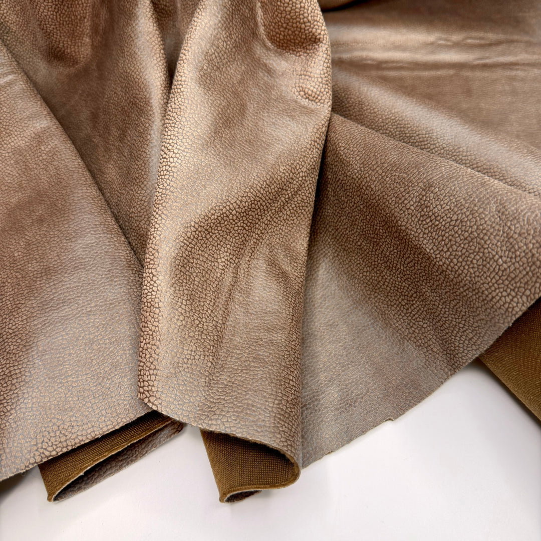 My Last First Day Of School - Faux Suede-like Double Cloth Knit Poly/Nylon  - Beige/Brown - 1.25M Bundle