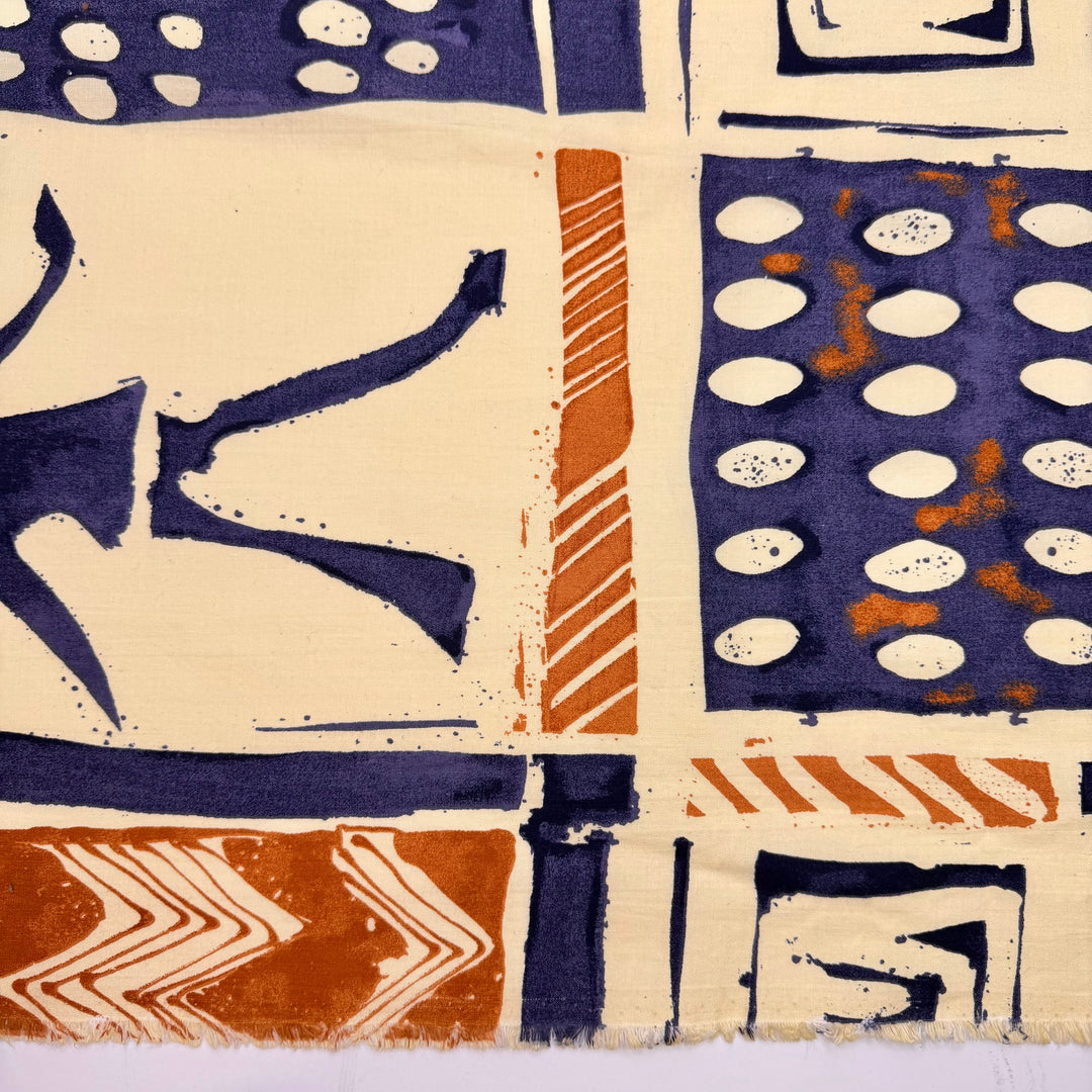Straight As - Cotton Woven - Cream/Navy Abstract - 3M Bundle