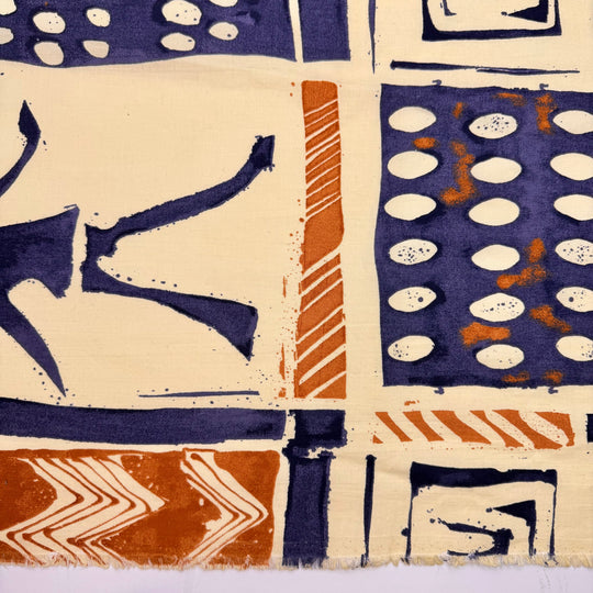 Straight As - Cotton Woven - Cream/Navy Abstract - 3M Bundle