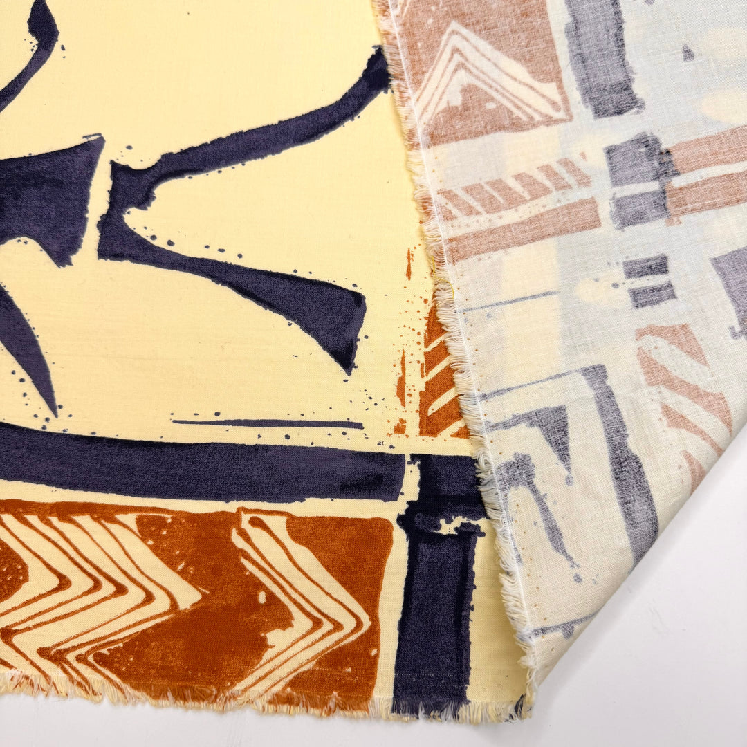 Straight As - Cotton Woven - Cream/Navy Abstract - 3M Bundle