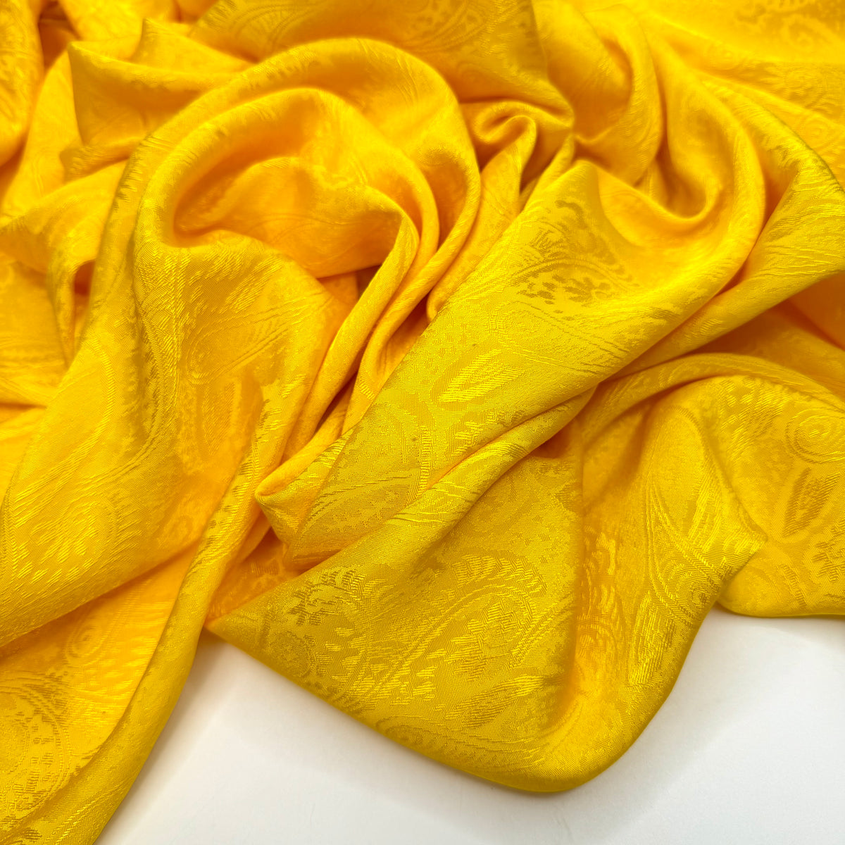 The Bus Approaches - Jacquard Polyester Blend Woven - Yellow Paisley - 1.9M Bundle