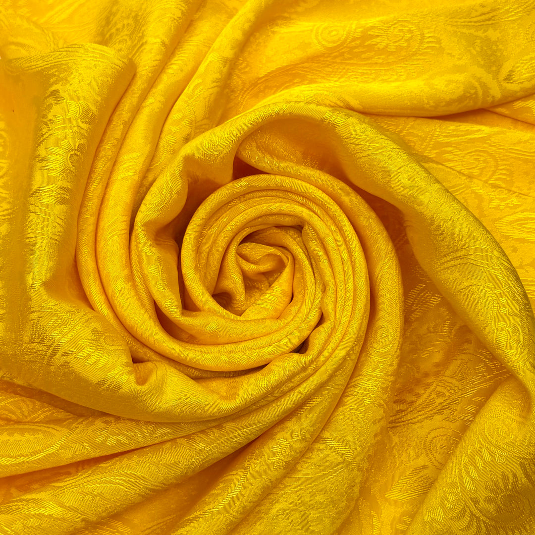 The Bus Approaches - Jacquard Polyester Blend Woven - Yellow Paisley - 1.9M Bundle