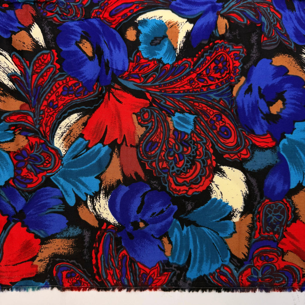 A Lesson In Patience - Cotton/Rayon Woven - Dark Blue Multi Floral - 3.4M Bundle