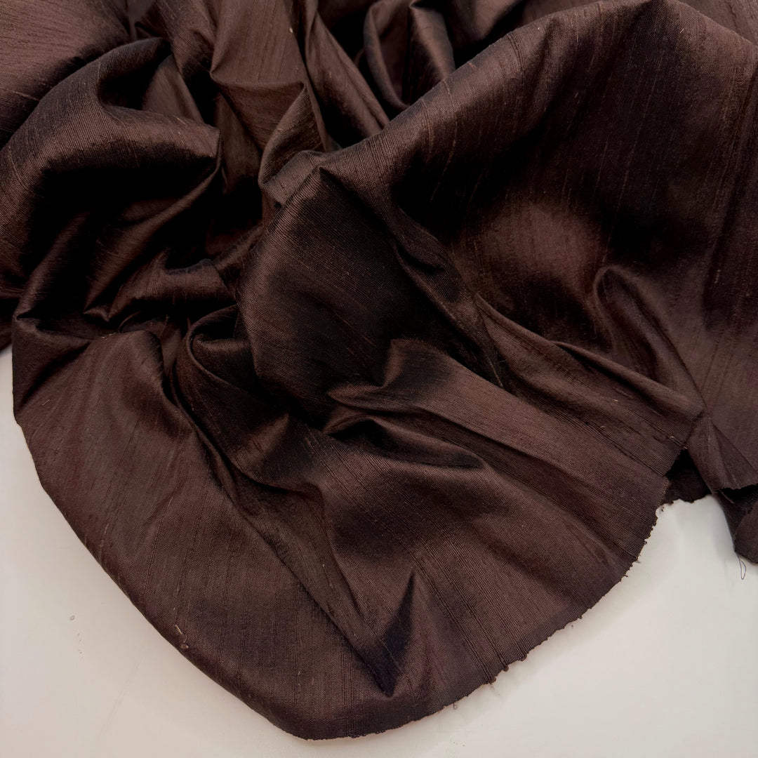 Grateful For Teachers - Slub Silk Woven - Dark Brown - 2M Bundle