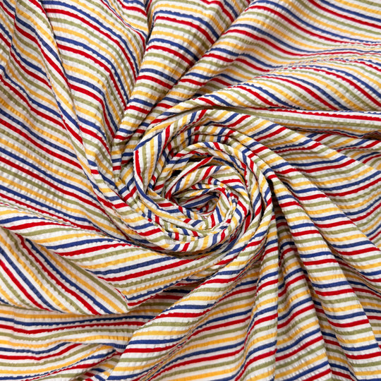 Authentically Me - Seersucker Cotton Woven - White Multi Pinstripe - 1.7M Bundle