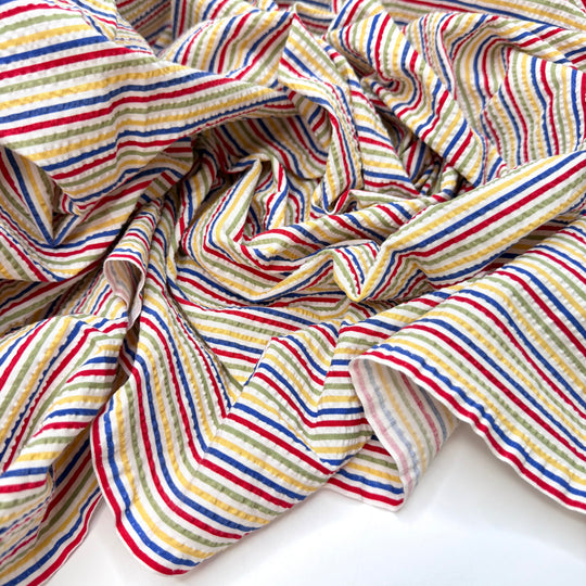 Authentically Me - Seersucker Cotton Woven - White Multi Pinstripe - 1.7M Bundle