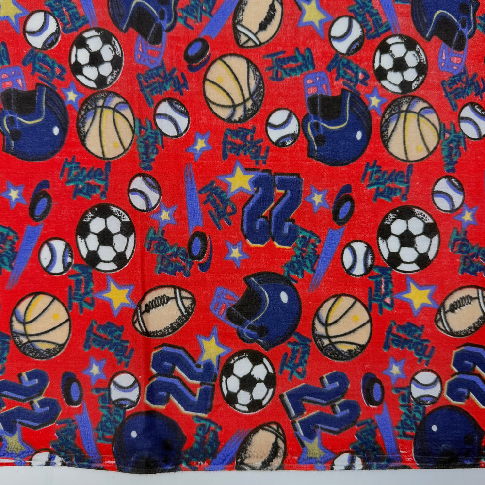 Ball Is Life - Vintage Polyester Blend Woven - Red Multi Sports - 1.35M Bundle